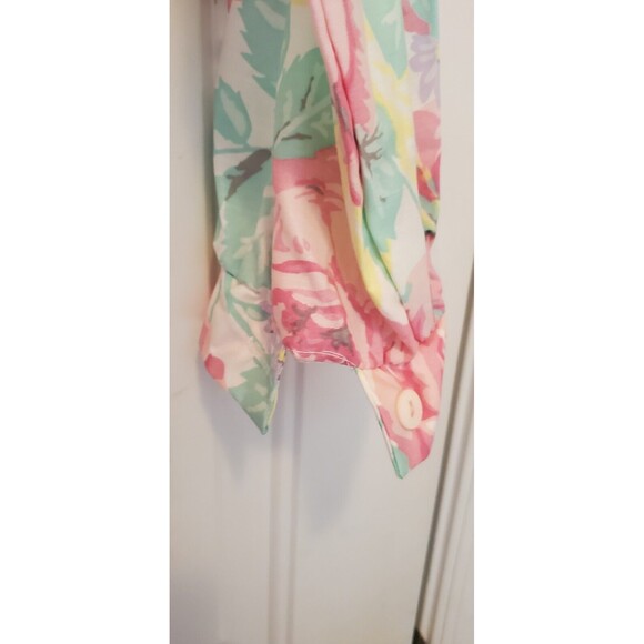 Vtg 1980s Ellen Hart Original Pink Pastel Floral Shirt Dress W/ Belt Flower 22 T - Picture 8 of 16